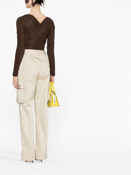 Neutral High-Waisted Cargo Trousers