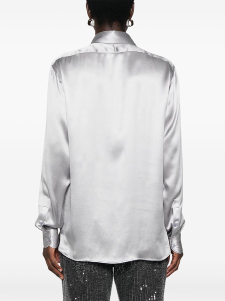 Grey Long-Sleeve Silk Shirt