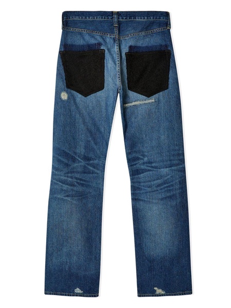 distressed effect straight-leg jeans