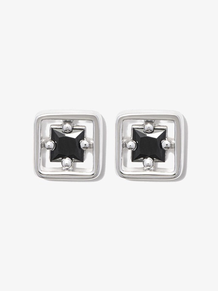 18kt white gold Inlay sapphire stud earrings