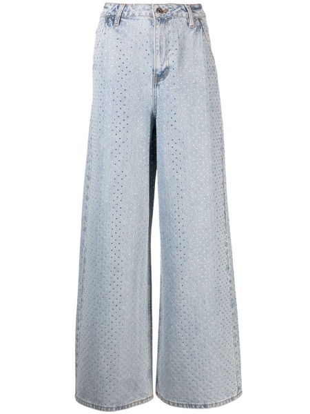 Self-Portrait Embellished Wide Leg Jeans