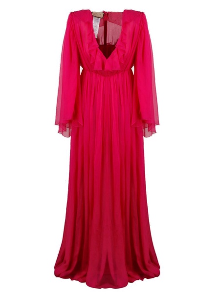 Gucci Chiffon Ruffled Pleated Maxi Dress