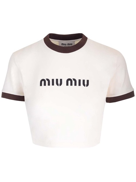 Miu Miu Logo-Printed Crewneck T-Shirt