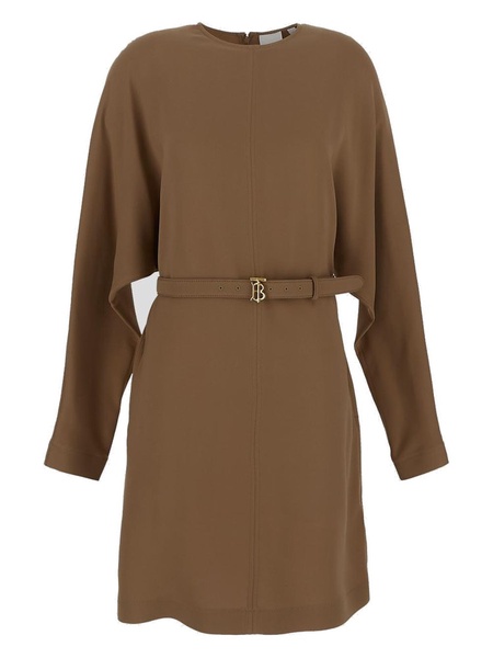 Burberry Belted-Waist Long-Sleeved Mini Dress