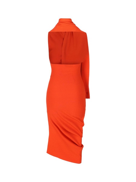 Fendi Asymmetric Draped Fitted Sleeveless Dress