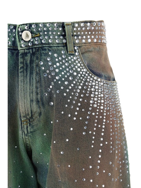 The Attico Panya Straight Leg Embellished Jeans