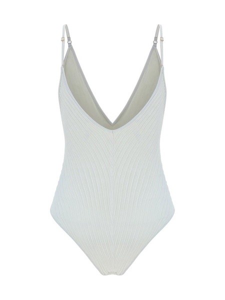 Zimmermann V-Neck Lightburst Pintuck Swimsuit