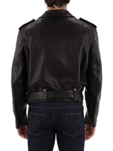 Loewe Zip-Up Long Sleeved Leather Biker Jacket