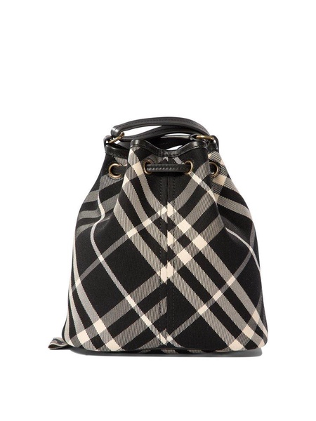 Burberry Checked Drawstring Mini Bucket Bag