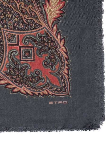 Etro Graphic Printed Fryed-Edge Scarf