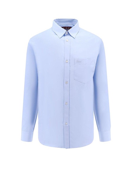 Cotton shirt with breast pocket with Gucci embroidery