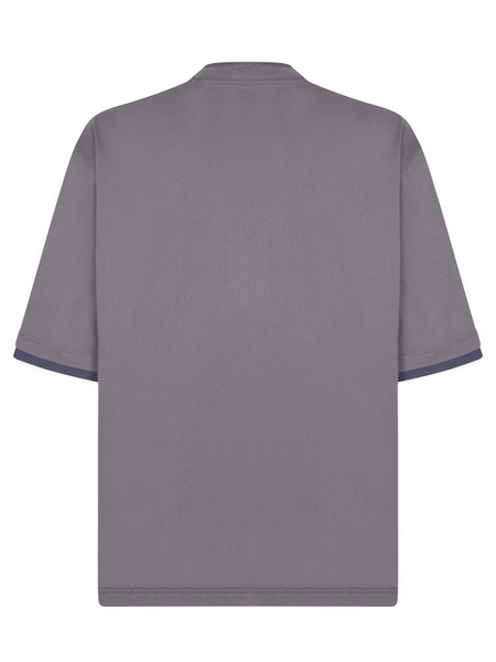 Grey Blue Cotton T-shirt With Pocket