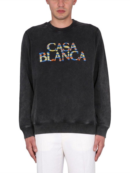 Casablanca Logo Flocked Crewneck Sweatshirt