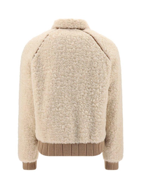 two-way zip shearling jacket