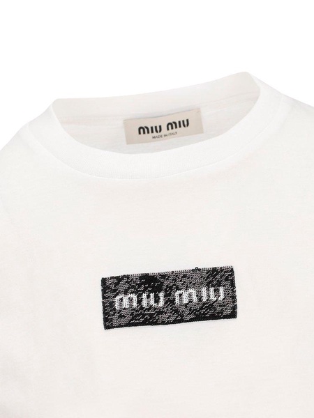 Miu Miu Logo-Detailed Cropped T-Shirt