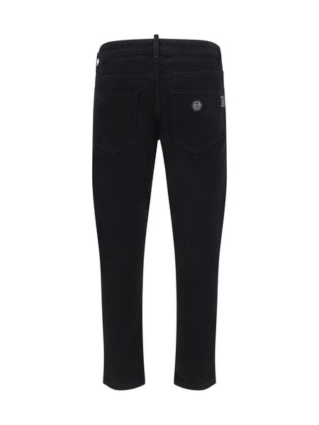 Philipp Plein Logo-Patch Low-Rise Skinny-Cut Jeans