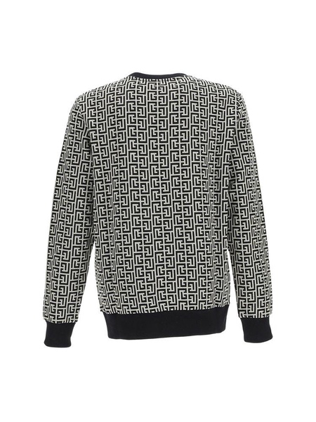 Balmain Monogram Patterned Crewneck Jumper