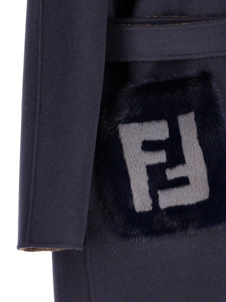 Fendi Double-Breasted Midi Straight Cut Coat