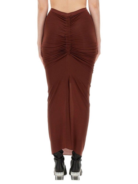 Rick Owens Shrimp Ruched Maxi Skirt