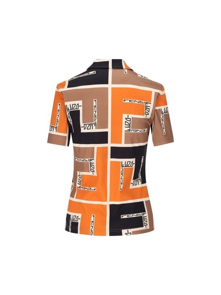 Fendi FF Motif Short Sleeved Polo Shirt