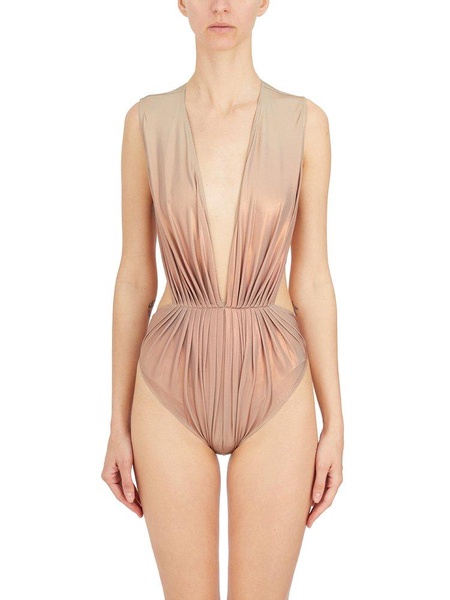 Rick Owens Lilies Open Back Deep V-Neck Bodysuit