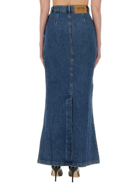 Moschino Jeans Flared Denim Maxi Skirt