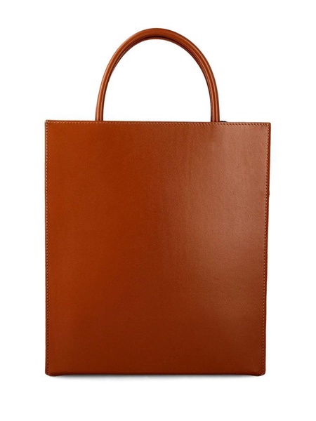 logo-embossed leather tote bag