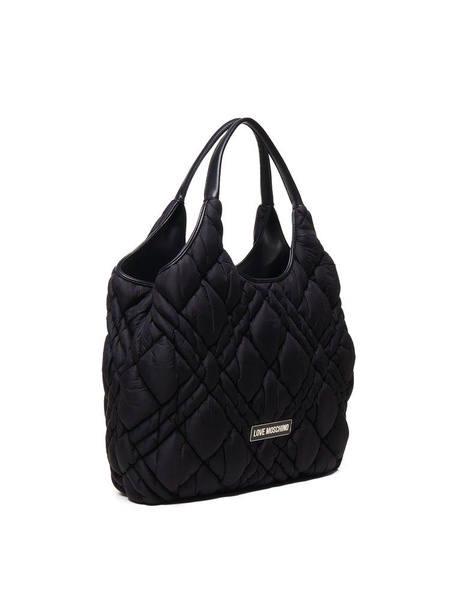 Love Moschino Logo Plaque Quilted Tote Bag