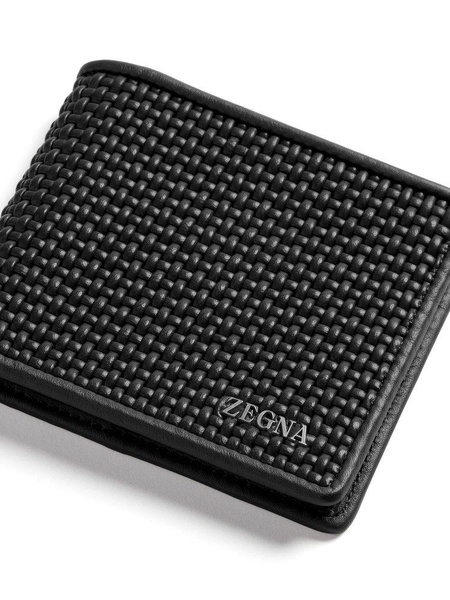 Zegna Logo Lettering Woven Bi-Fold Wallet