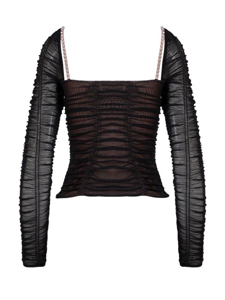 Self-Portrait Power Mesh Long-Sleeved Top