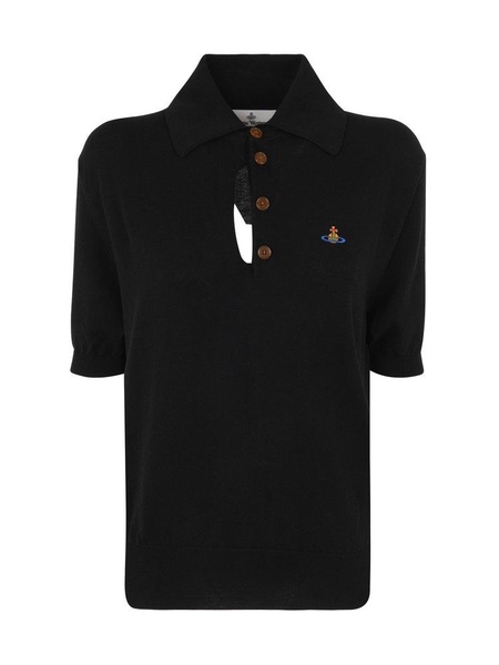 Vivienne Westwood Orb Embroidered Distressed Polo Shirt