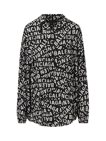 Balenciaga All-Over Logo Printed Buttoned Shirt