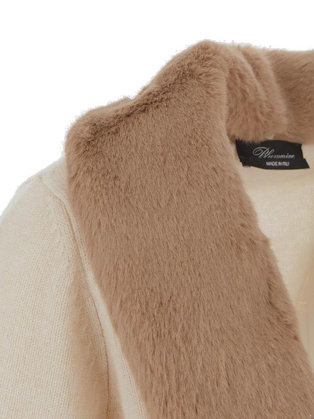 Blumarine Faux Fur Collared Cardigan