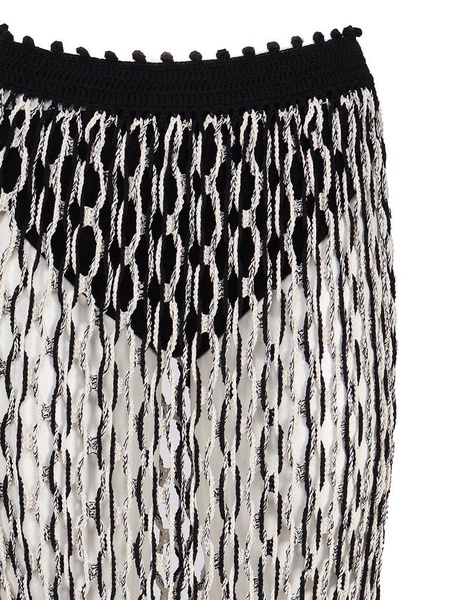 Dion Lee Hand-Crocheted Two-Toned Tasselled Skirt