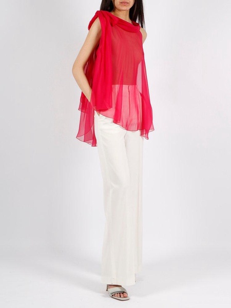 Alberta Ferretti Semi-Sheer Asymmetric Sleeveless Blouse