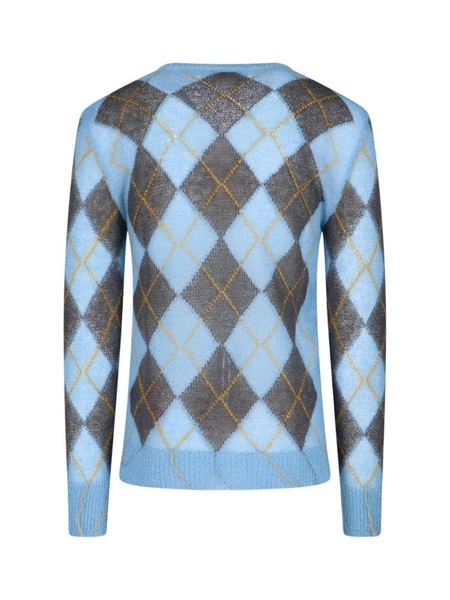 Marni Geometric Patterned V-Neck Knitted Jumper