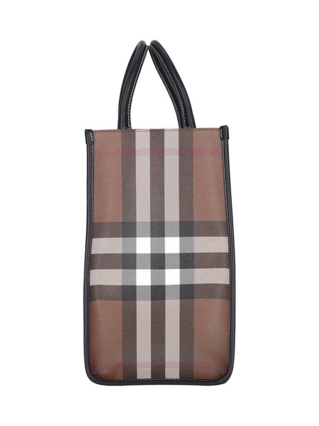 Burberry Checked Logo Detailed Tote Bag