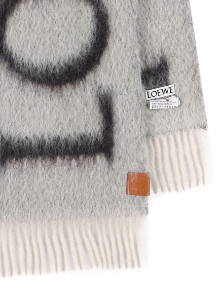 Loewe Logo Intarsia Fringed Scarf