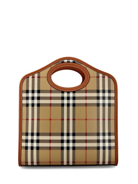 Burberry Hollow-Handle Checkered Mini Tote Bag