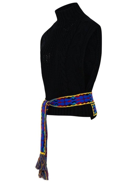 Etro High-Neck Belted Knitted Gilet