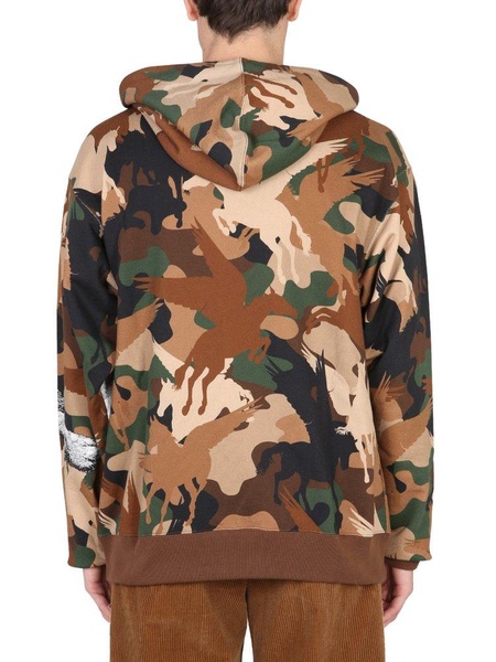 Etro Camouflage Printed Drawstring Hoodie