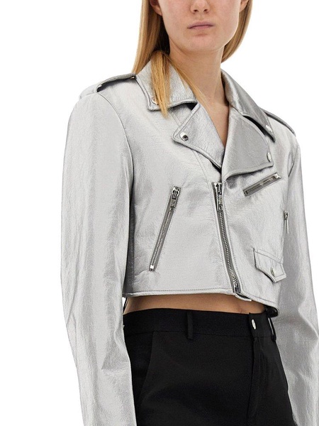 Moschino Jeans Zipped Cropped Biker Jacket