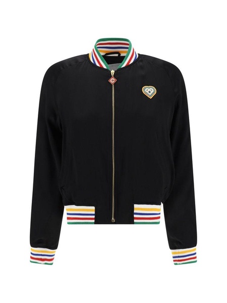 Casablanca Logo Embroidered Zipped Bomber Jacket