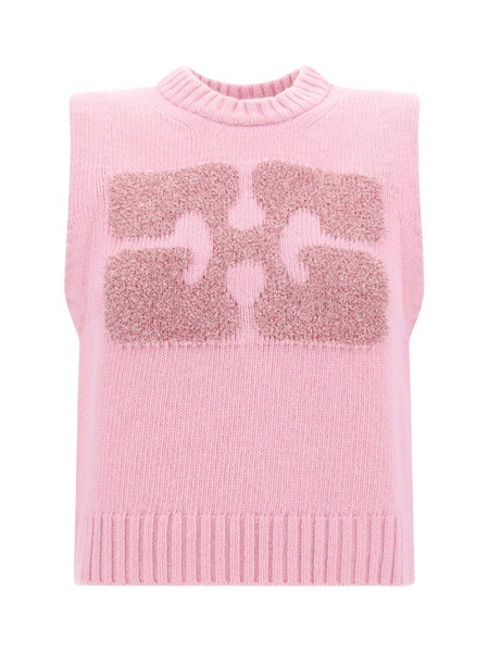 Ganni Logo Embossed Knitted Vest