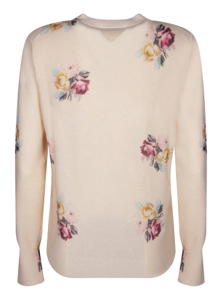 Prada Floral-Printed Knitted Cardigan