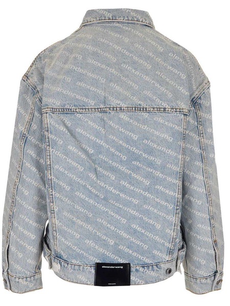 Alexander Wang Allover Logo Printed Denim Jacket