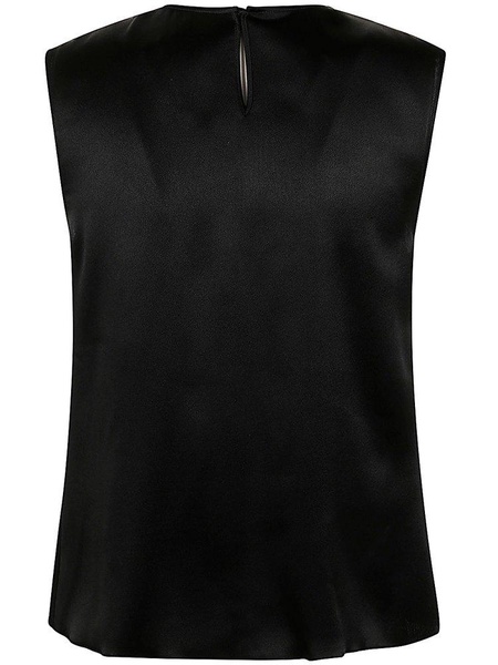 Alberta Ferretti Sleeveless Gathered Satin Blouse