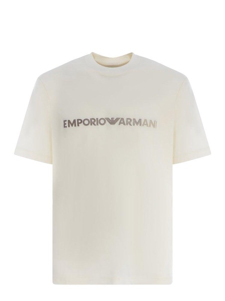 Emporio Armani Logo Embroidered Pima Jersey T-Shirt