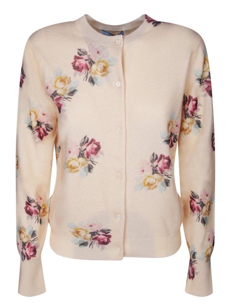 Prada Floral-Printed Knitted Cardigan