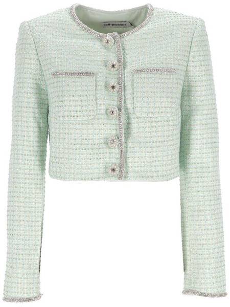 Self-Portrait Embellished Buttoned Cropped Jacket